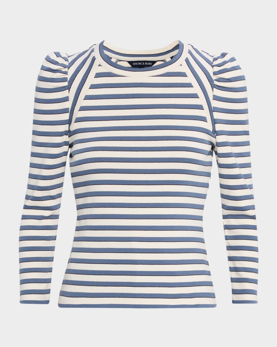 Delano Stripe Puff-Sleeve Top